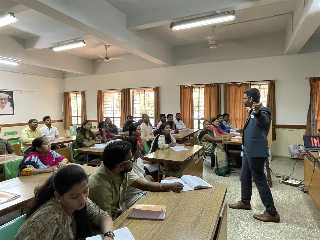 Pankkaj with a class of adult learners