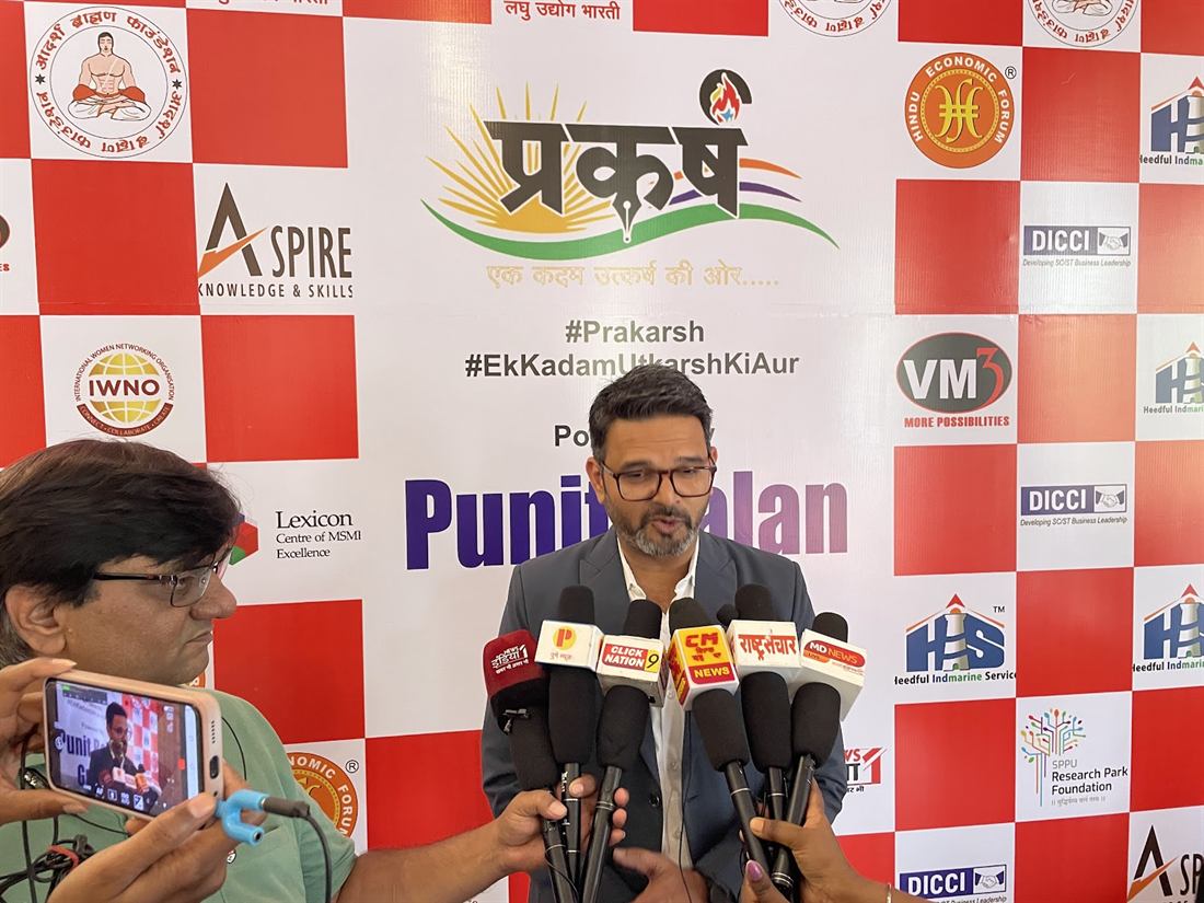 Pankkaj speaking to the media at a press conference
