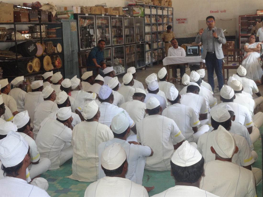 Inmates program at Nashik Central Jail, seen from behind